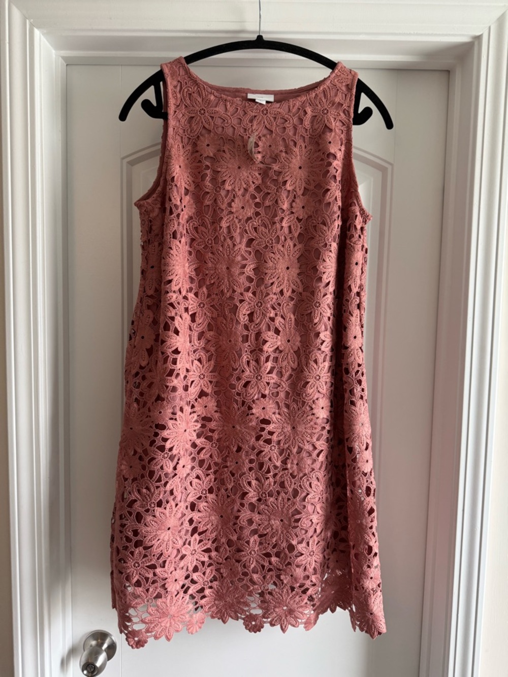 NWT J.Jill lace crochet overlay sleeveless dress in rose, size MP - Picture 2 of 5